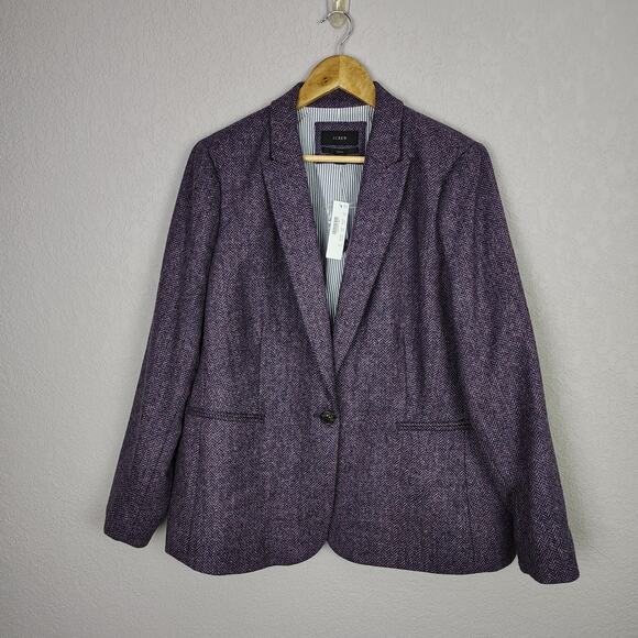 J. Crew Parke Blazer in Purple Herringbone English Wool Size 20 - Picture 2 of 14